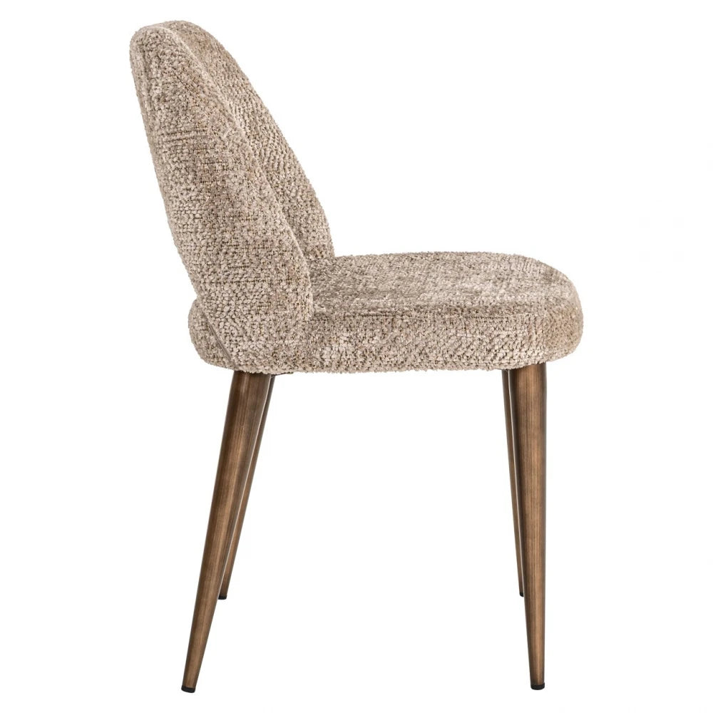 Set 2 scaune din Chenille Bej si Metal Alama L50.5xH86cm Delphine Richmond interiors