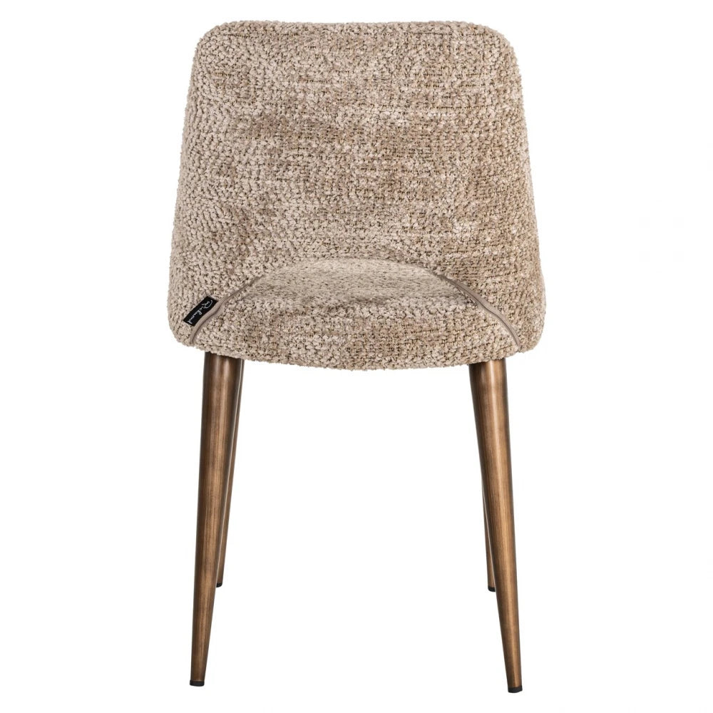 Set 2 scaune din Chenille Bej si Metal Alama L50.5xH86cm Delphine Richmond interiors