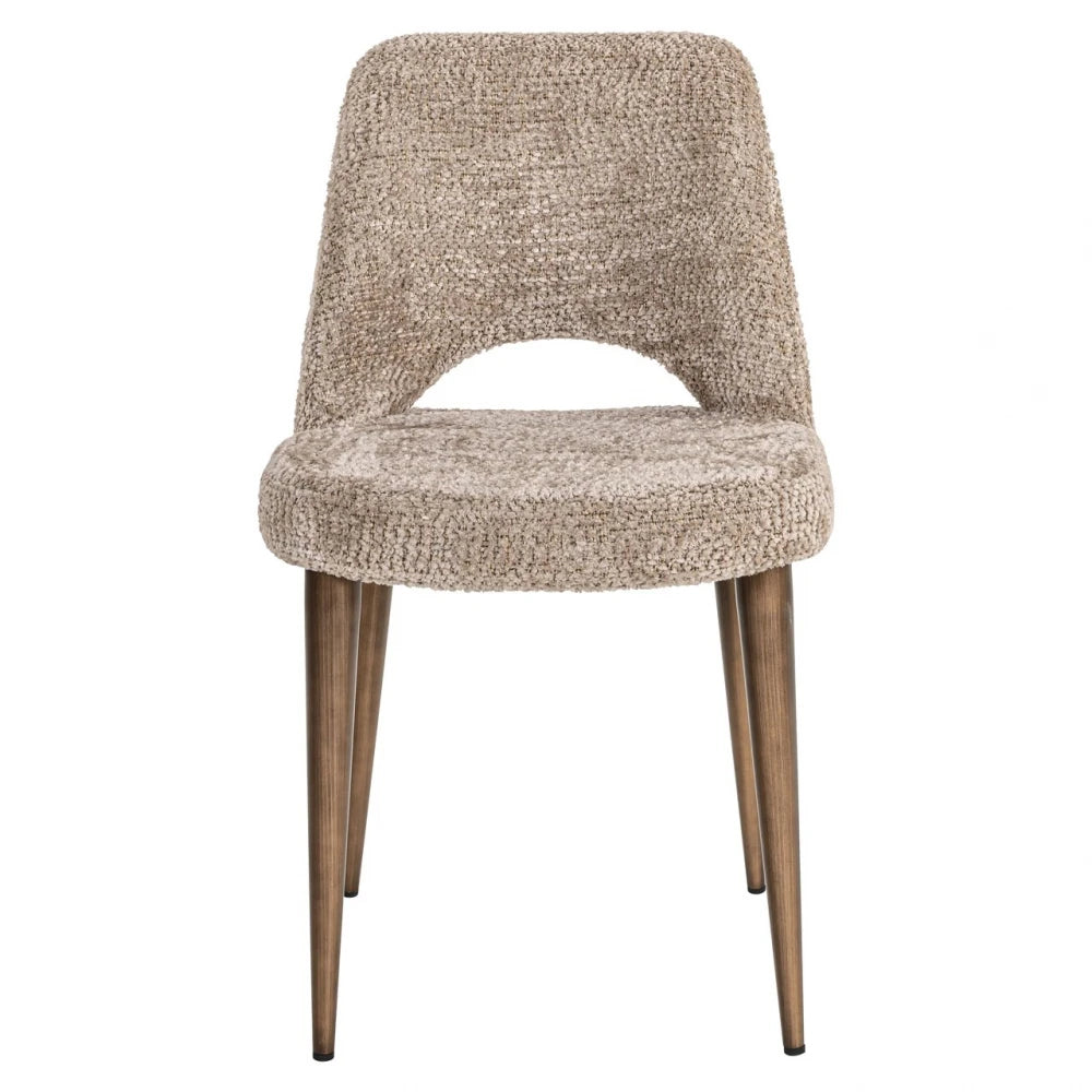 Set 2 scaune din Chenille Bej si Metal Alama L50.5xH86cm Delphine Richmond interiors