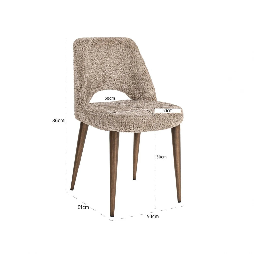Set 2 scaune din Chenille Bej si Metal Alama L50.5xH86cm Delphine Richmond interiors
