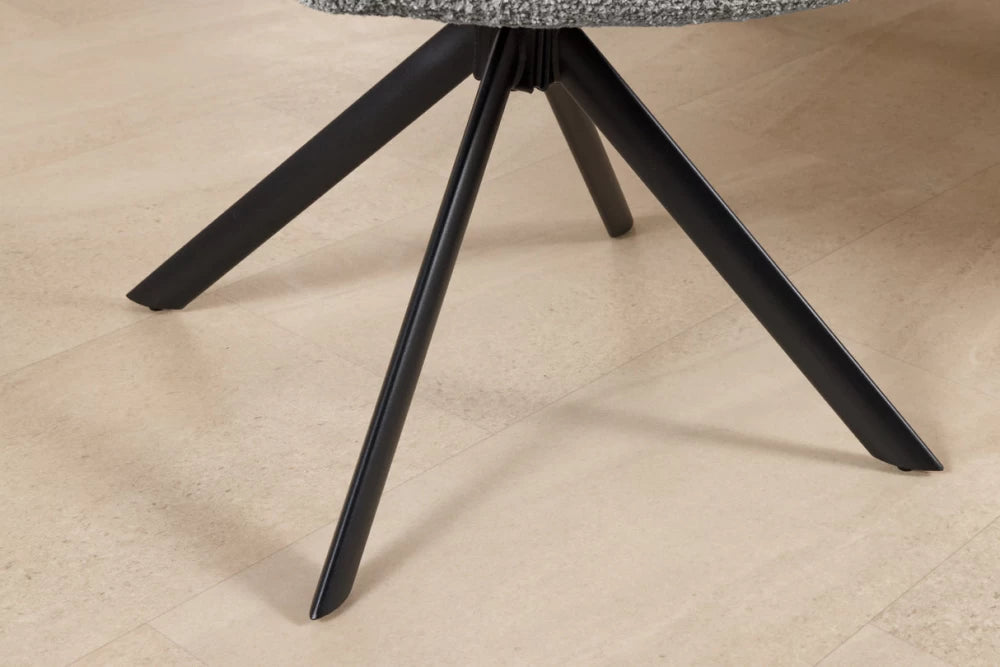 Set 2 scaune rotative cu brate  tapitat cu Stofa boucle Gri si picioare din Metal Negru H83xL65xA66cm Papillon