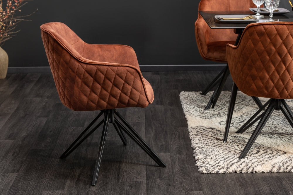 Set 2 scaune rotative tapitat cu Catifea Maro cu picioare din Metal Negru H82xL58xA60cm Euphoria