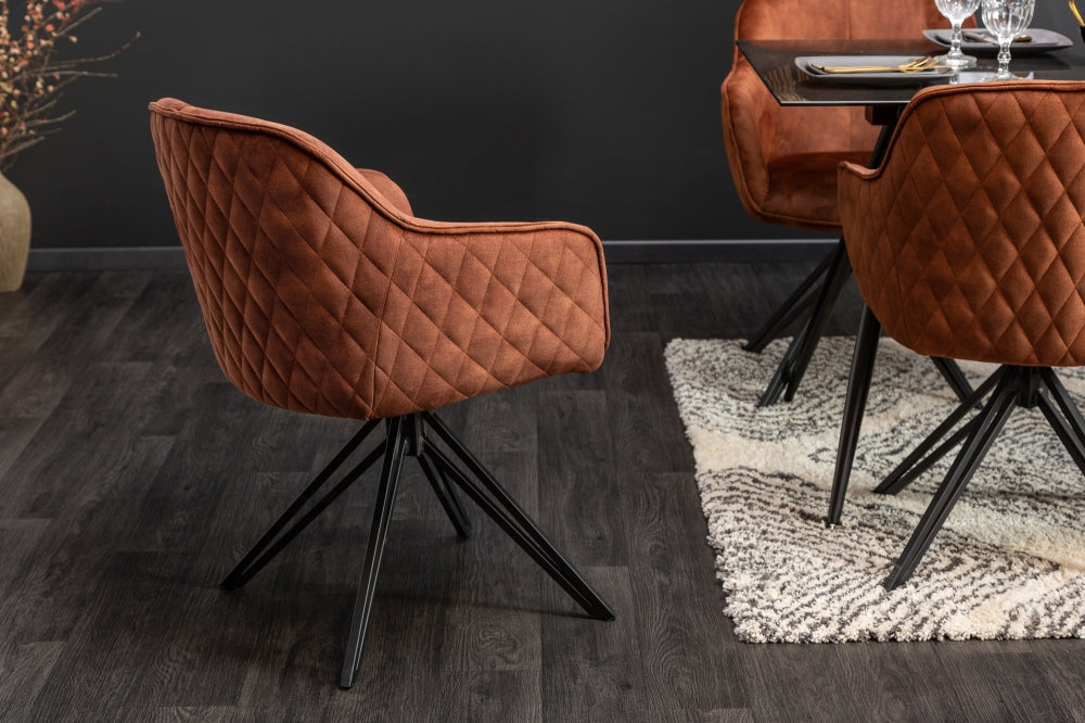 Set 2 scaune rotative tapitat cu Catifea Maro cu picioare din Metal Negru H82xL58xA60cm Euphoria