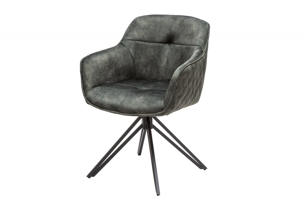 Set 2 scaune rotative tapitat cu Catifea Verde cu picioare din Metal Negru H82xL58xA60cm Euphoria