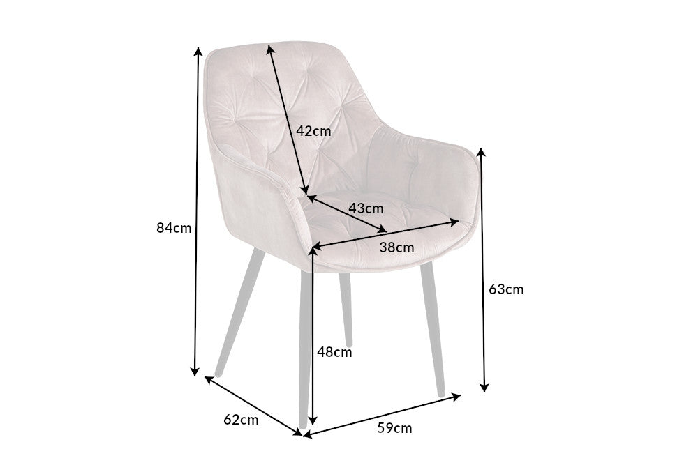 Set 2 scaune tapitat cu Catifea Bej cu picioare din Metal Negru H84xL59xA62cm Milano