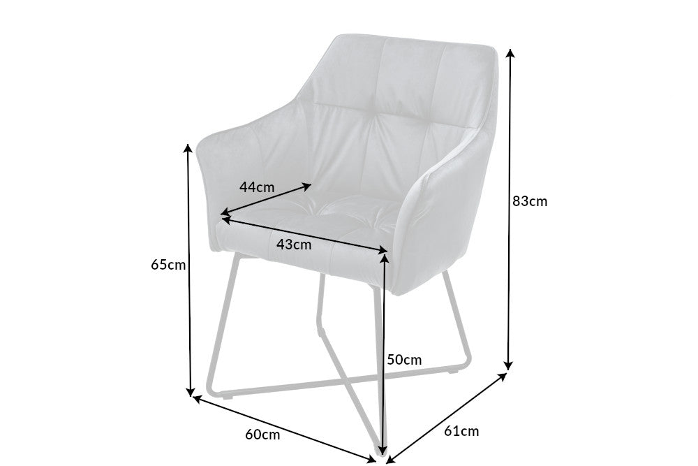 Set 2 scaune tapitat cu Catifea Gri cu picioare din Metal Negru H83xL60xA61cm Loft