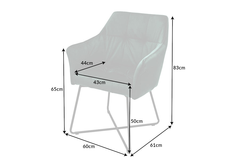 Set 2 scaune tapitat cu Catifea Verde cu picioare din Metal Negru H83xL60xA61cm Loft