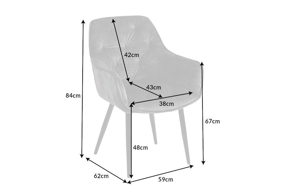 Set 2 scaune tapitat cu Catifea Verde cu picioare din Metal Negru H84xL59xA62cm Milano