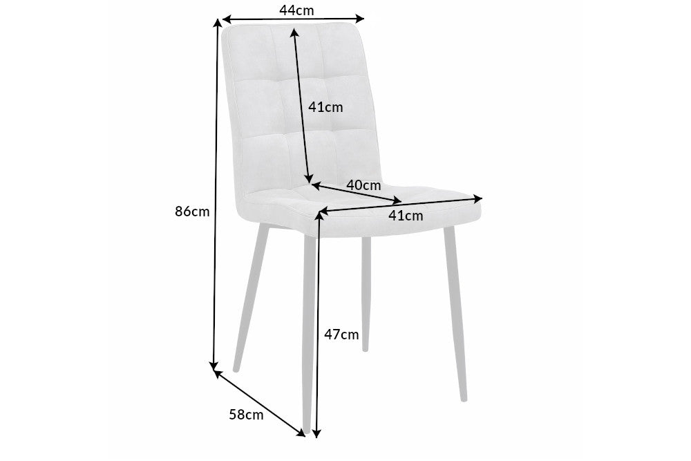Set 2 scaune tapitat cu Microfibra Gri Deschis cu picioare din Metal Negru H86xL44xA58cm Modena