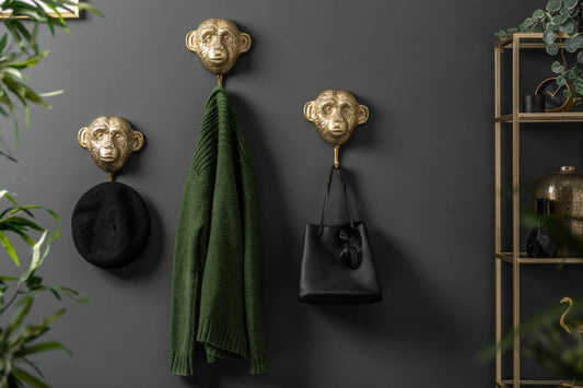 Set 3 cuiere decorative din Metal Auriu H25xL20cm Three Apes