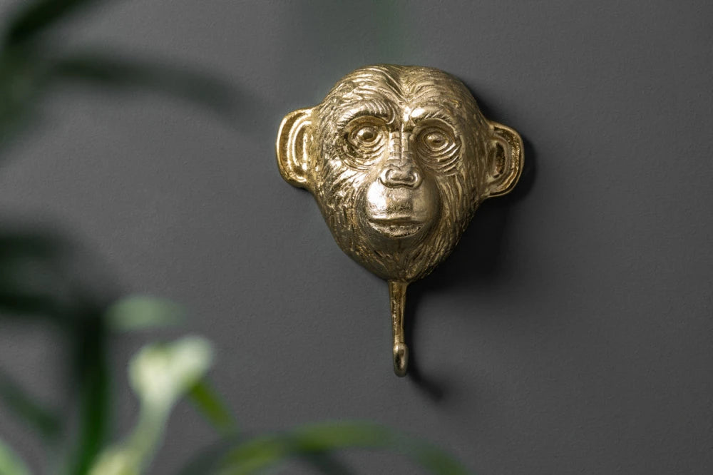 Set 3 cuiere decorative din Metal Auriu H25xL20cm Three Apes
