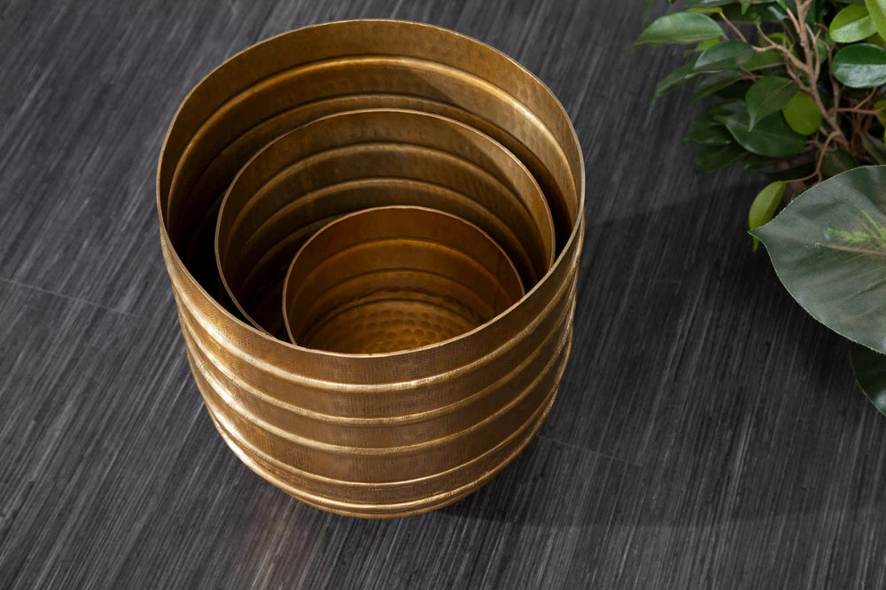 Set 3 ghivece din Aluminiu Auriu H16/21/27xD15/19/24cm Orient