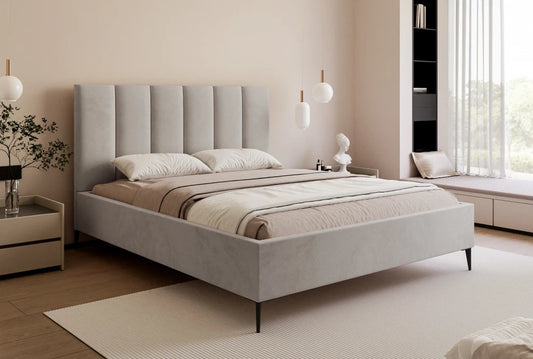 Pat 160 x 200 tapitat cu Catifea Velutto Bej inchis Lia