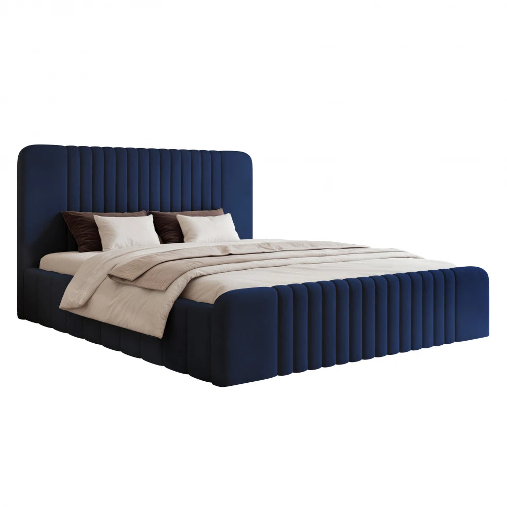 Pat 160 x 200 tapitat cu Catifea Dream velvet Albastru Polema