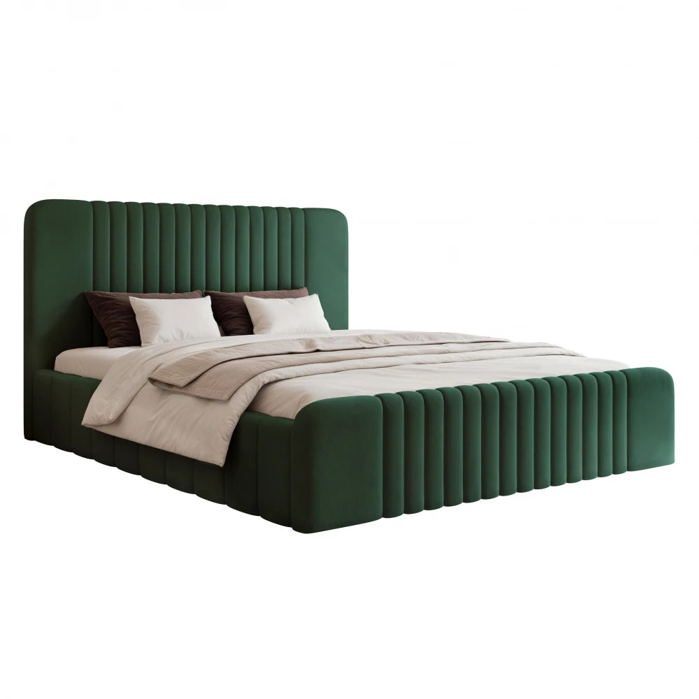 Pat 160 x 200 tapitat cu Catifea Dream velvet Verde inchis Polema