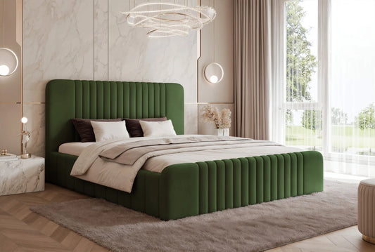 Pat 160 x 200 tapitat cu Catifea Dream velvet Verde olive Polema