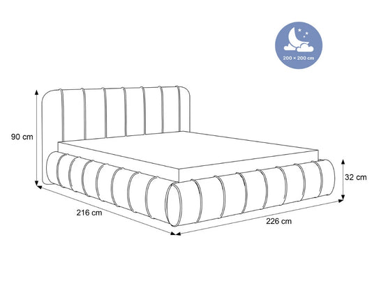 Pat 200 x 200 tapitat cu Catifea Dream velvet Rosu Logie