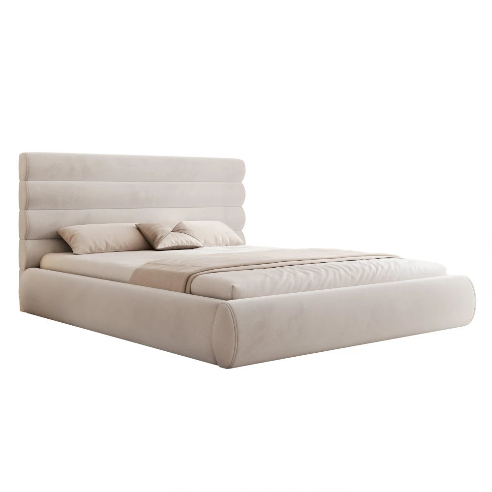 Pat 140 x 200 tapitat cu Catifea Riviera Gri Veya