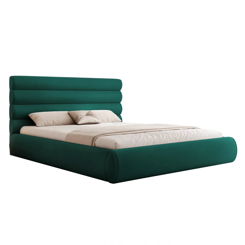 Pat 160 x 200 tapitat cu Catifea Dream velvet Verde smarald Veya