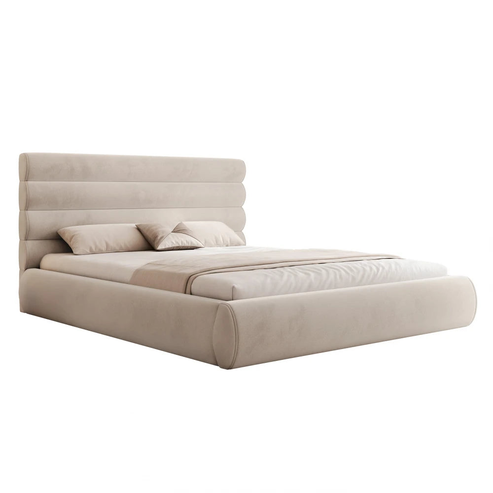 Pat 160 x 200 tapitat cu Catifea Riviera Bej Veya