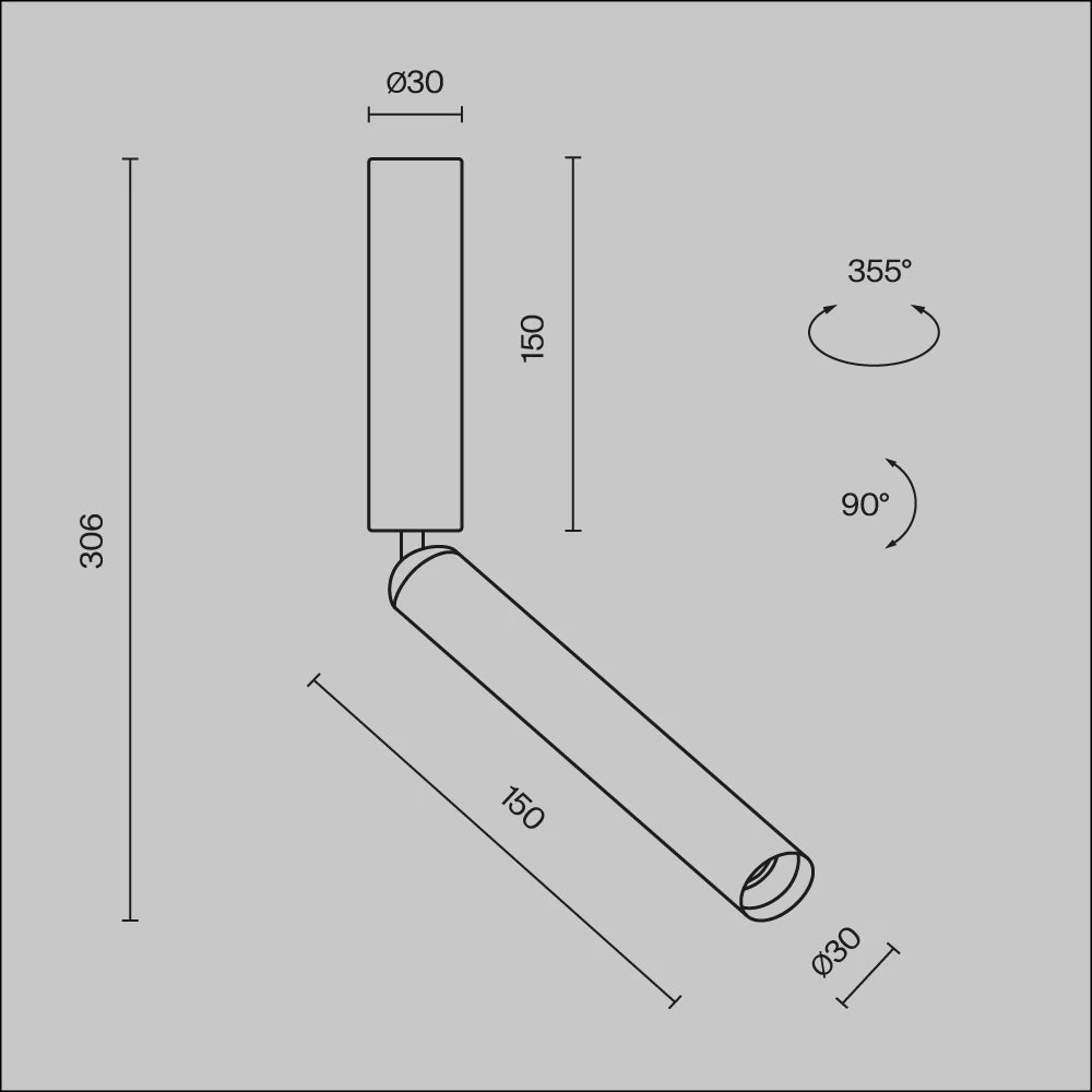 Spot aplicat din Aluminiu Alama H30.6xD3cm Focus T