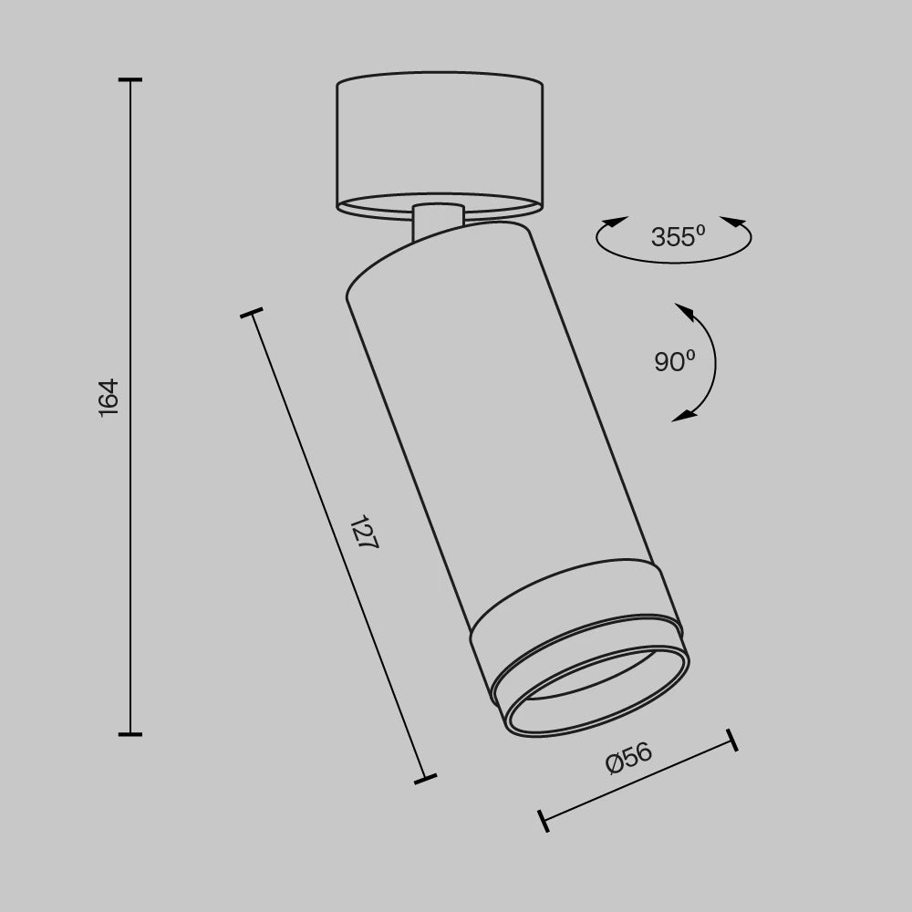 Spot aplicat din Aluminiu Alb H16.4xD5.2cm Focus Zoom