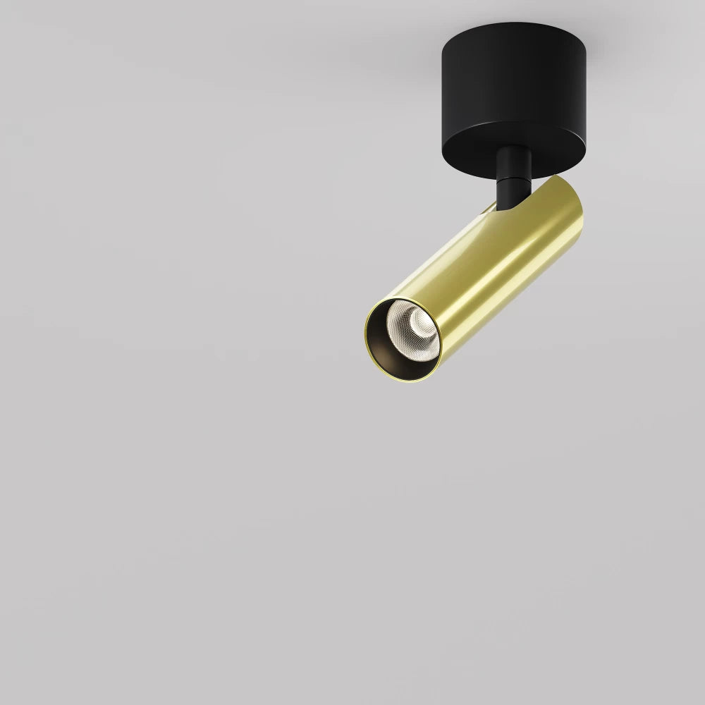 Spot aplicat din Aluminiu Negru/Alama H16.6xD3cm Focus T