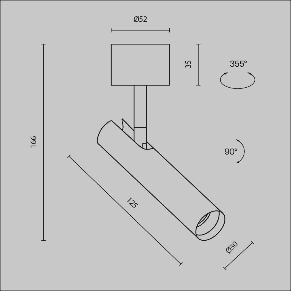 Spot aplicat din Aluminiu Negru/Alama H16.6xD3cm Focus T