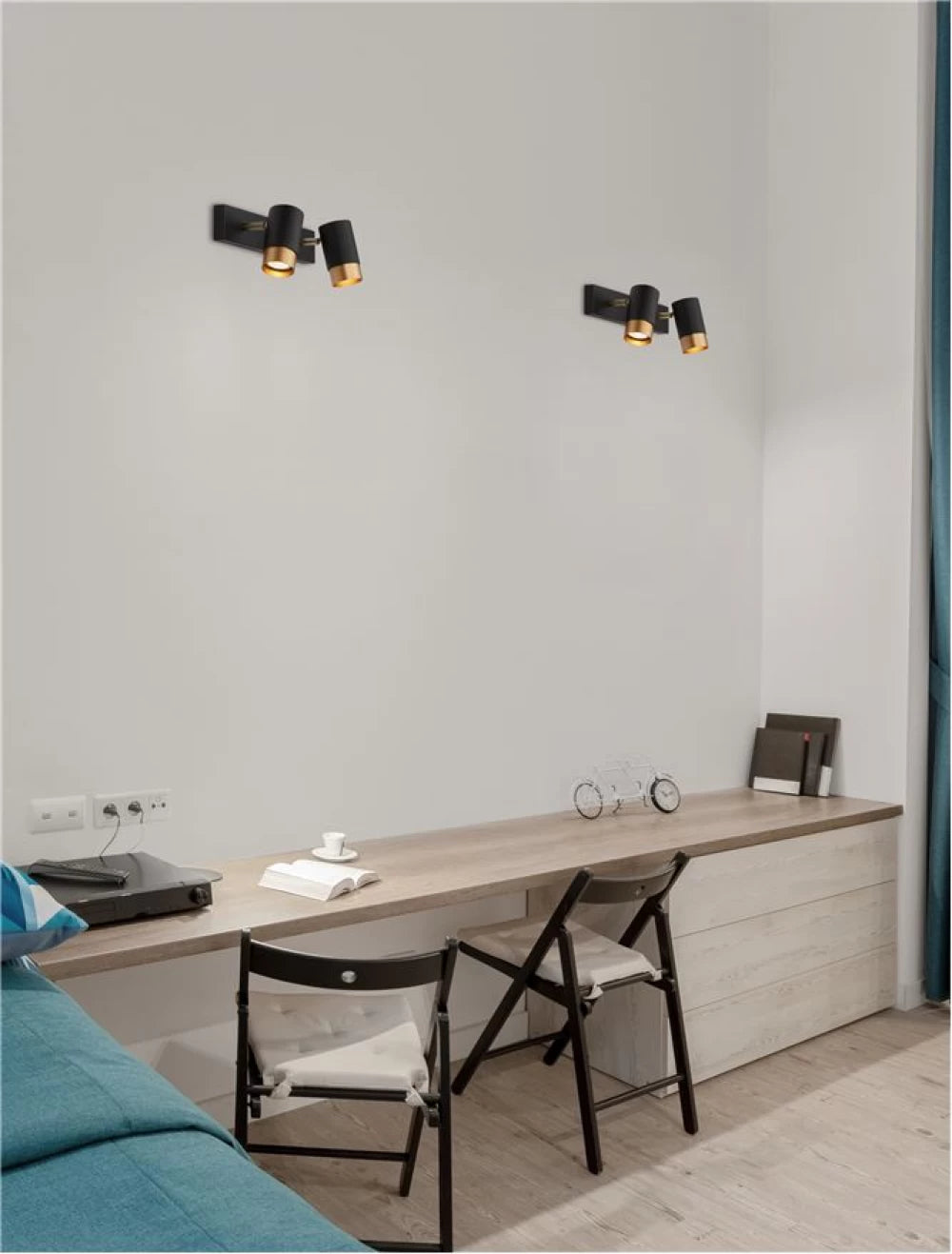 Plafoniera cu spoturi din Aluminiu Negru/Auriu H14xL35cm IP20 POGNO
