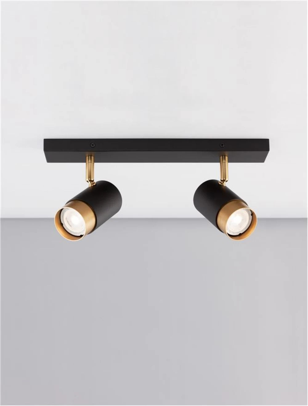 Plafoniera cu spoturi din Aluminiu Negru/Auriu H14xL35cm IP20 POGNO