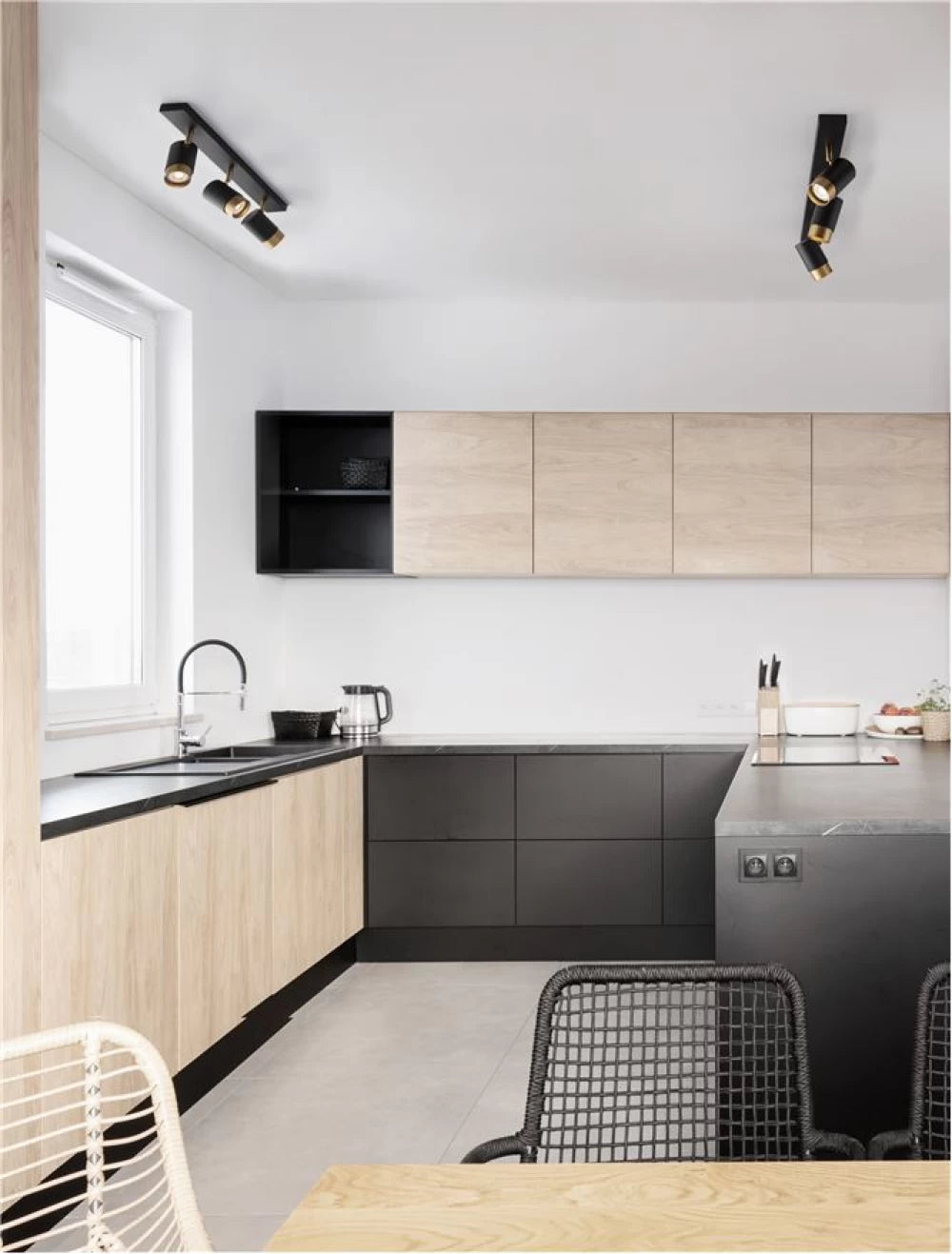 Plafoniera cu spoturi din Aluminiu Negru/Auriu H14xL60cm IP20 POGNO