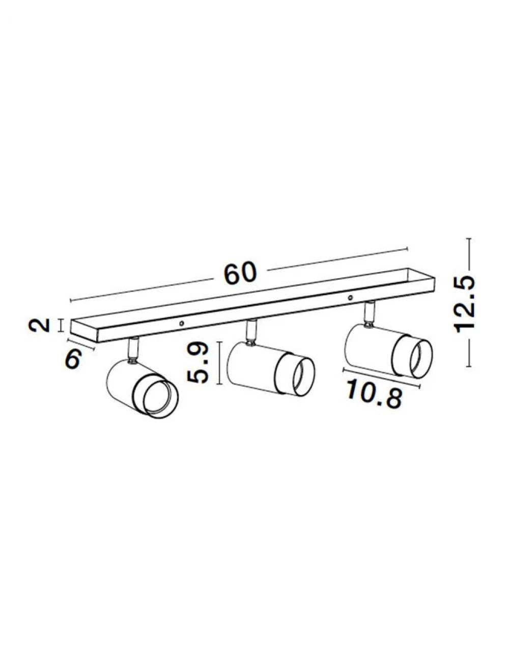 Plafoniera cu spoturi din Aluminiu Negru/Auriu H14xL60cm IP20 POGNO