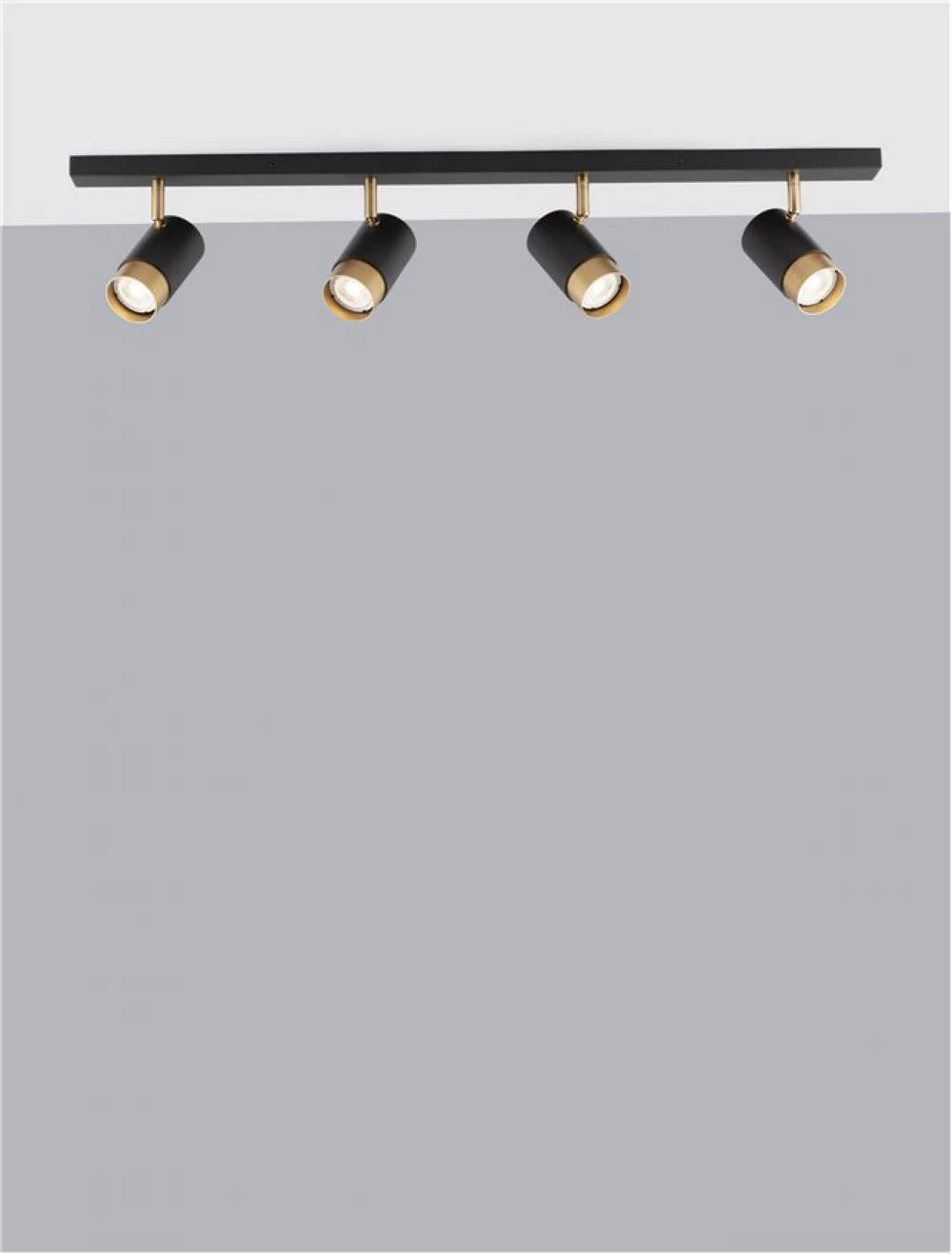 Plafoniera cu spoturi din Aluminiu Negru/Auriu H14xL80cm IP20 POGNO