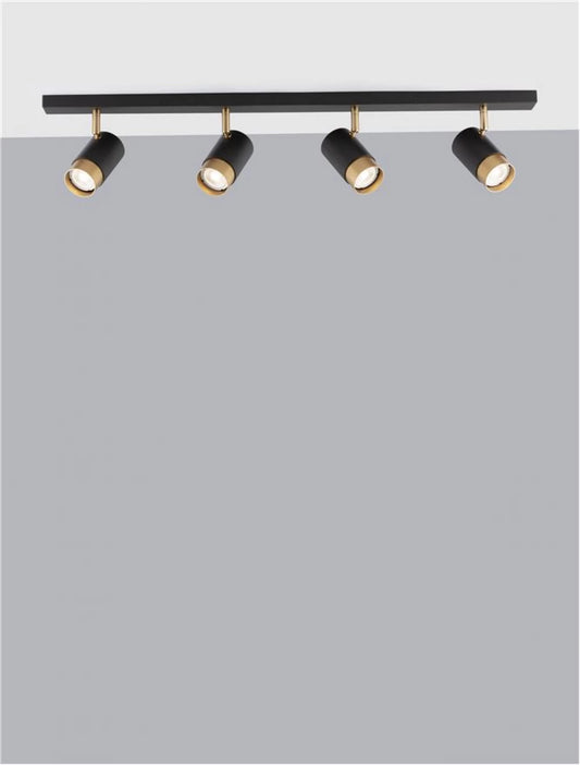 Plafoniera cu spoturi din Aluminiu Negru/Auriu H14xL80cm IP20 POGNO