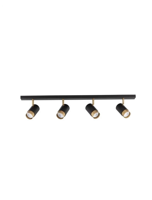 Plafoniera cu spoturi din Aluminiu Negru/Auriu H14xL80cm IP20 POGNO