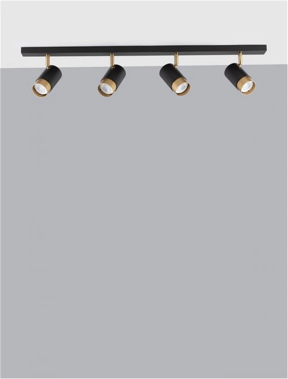 Plafoniera cu spoturi din Aluminiu Negru/Auriu H14xL80cm IP20 POGNO
