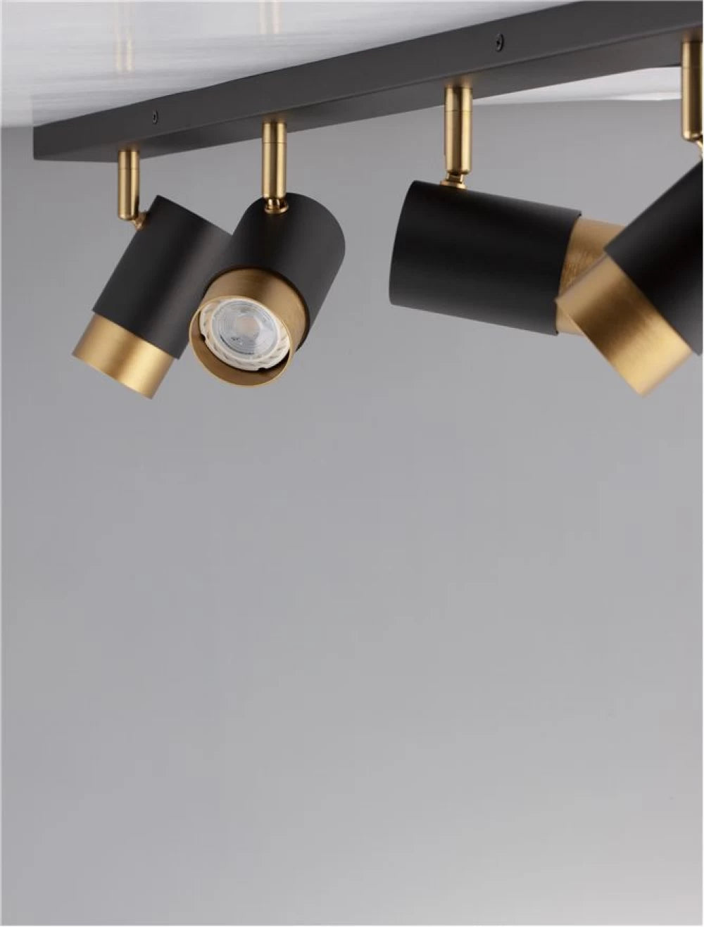 Plafoniera cu spoturi din Aluminiu Negru/Auriu H14xL80cm IP20 POGNO
