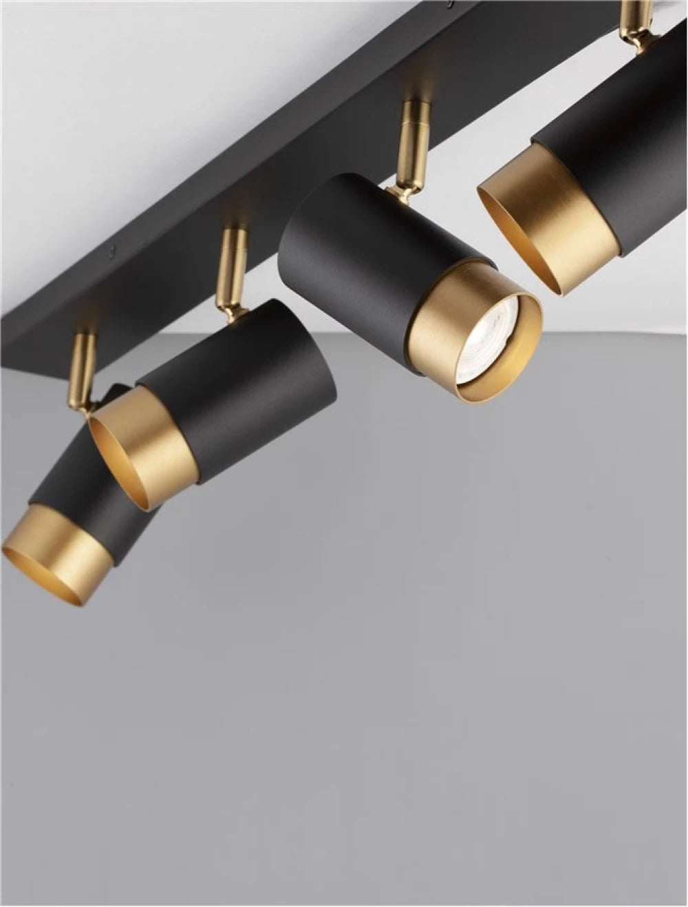 Plafoniera cu spoturi din Aluminiu Negru/Auriu H14xL80cm IP20 POGNO