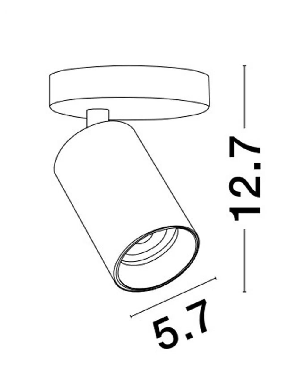 Spot aplicat din Aluminiu Negru H12.7xL5.7cm IP20 INUS