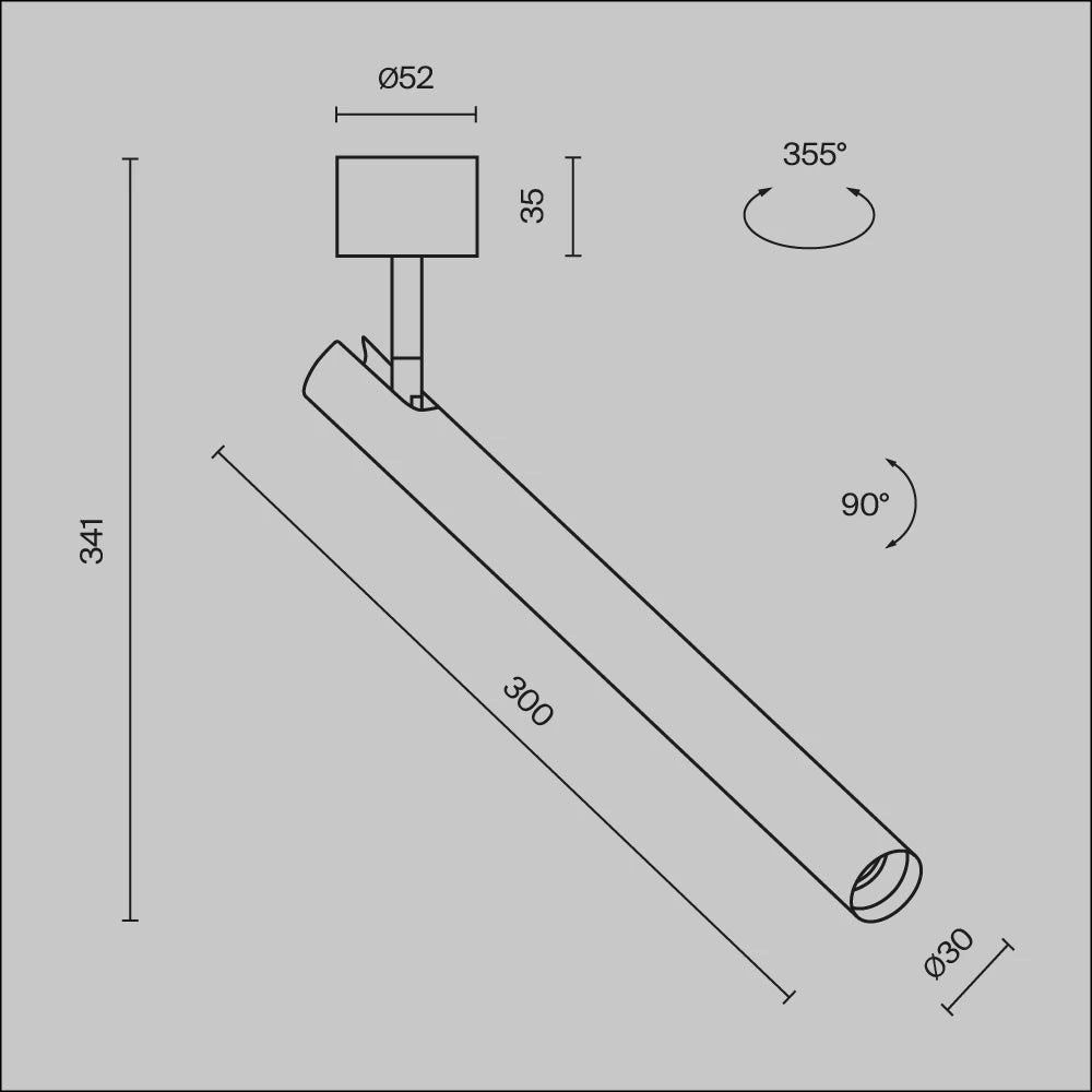 Spot aplicat din Aluminiu Negru H34.1xD3cm Focus T