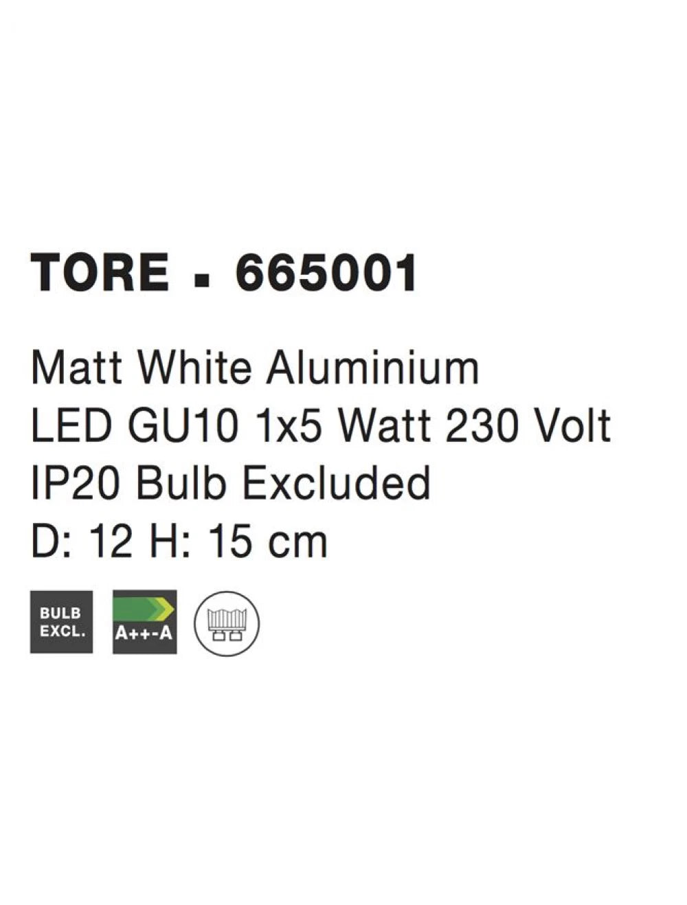 Spot aplicat din Metal Alb H15xL12cm IP20 TORE