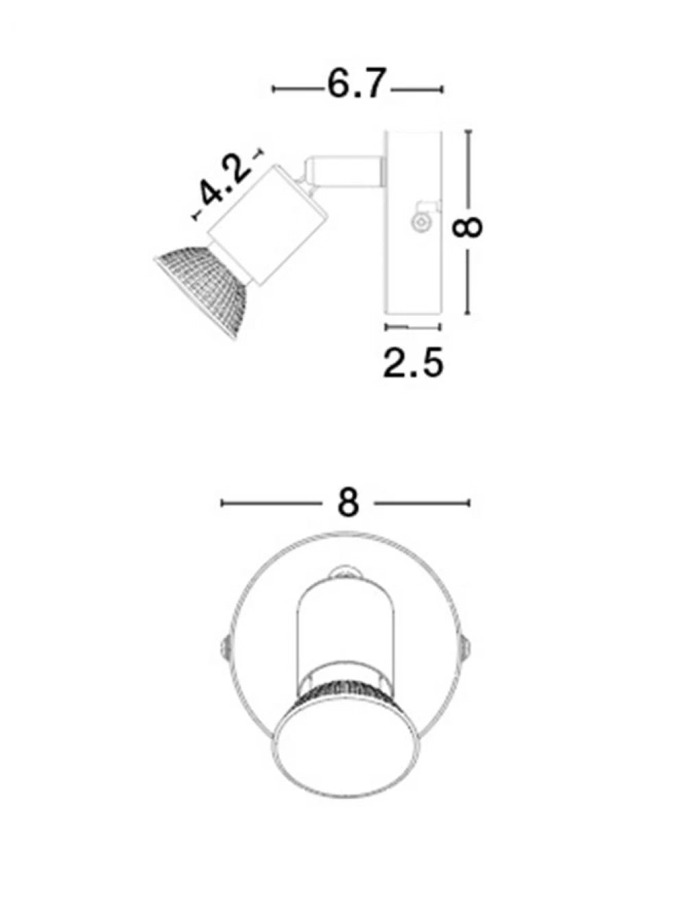 Aplica de perete din Metal Argintiu H10.9xL8cm IP20 BASE
