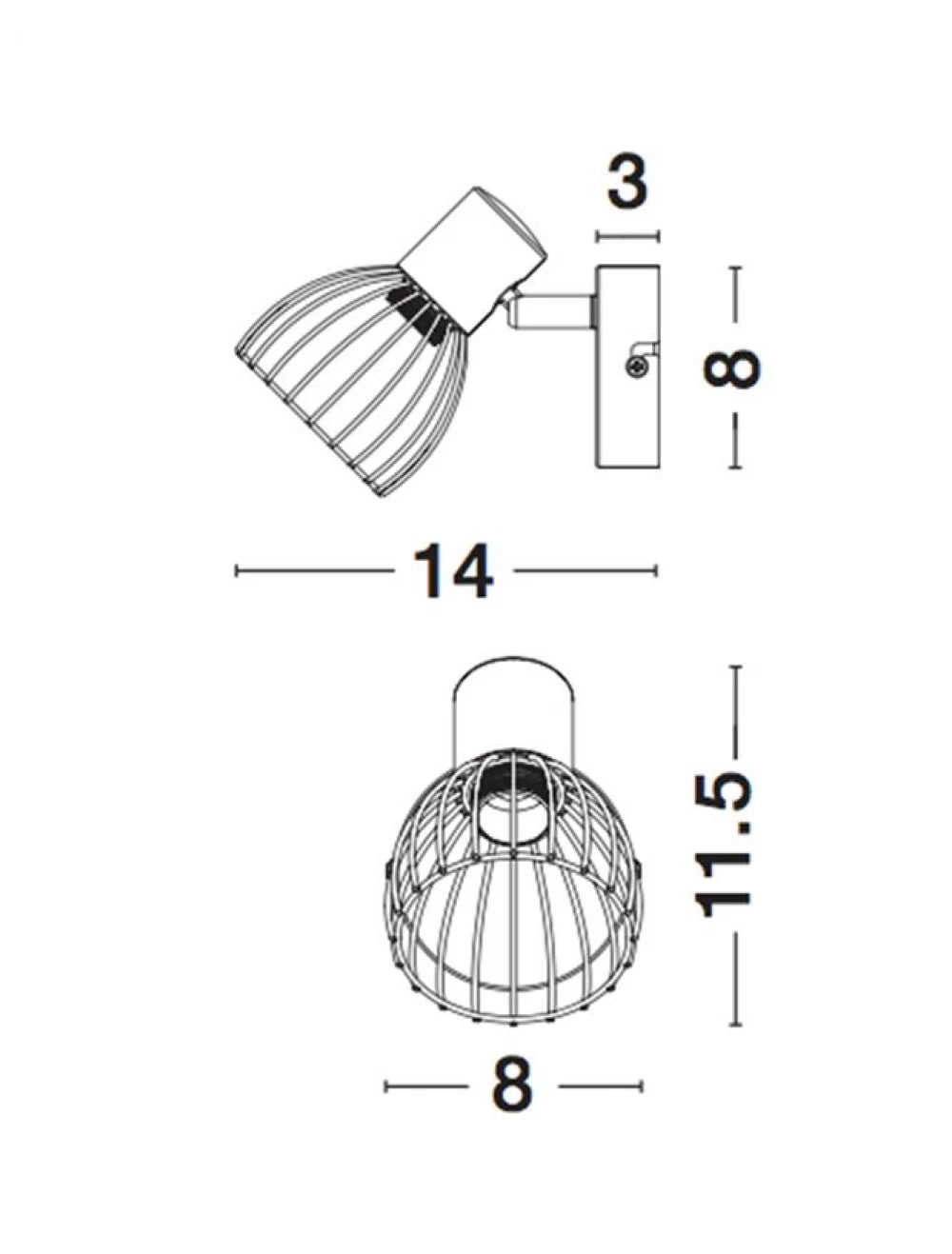 Aplica de perete structura din Metal Negru si abajur din Metal Negru H11.5xL8cm IP20 FIUMICINO