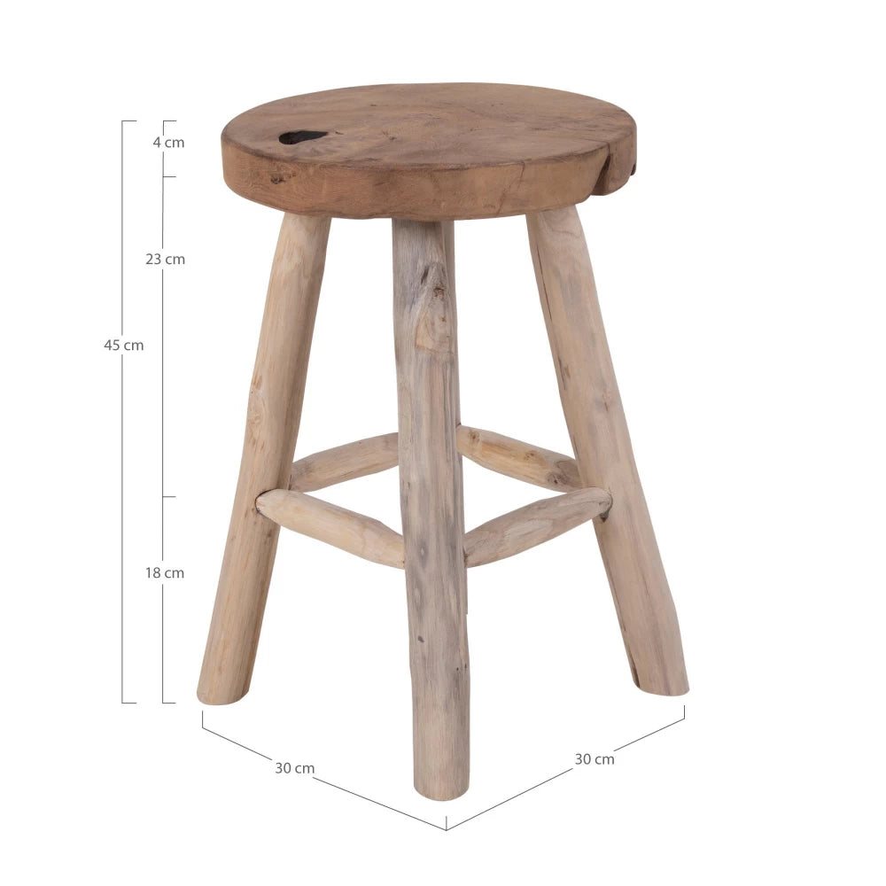 Taburet din Lemn de tec Maro H45xD30cm Badia