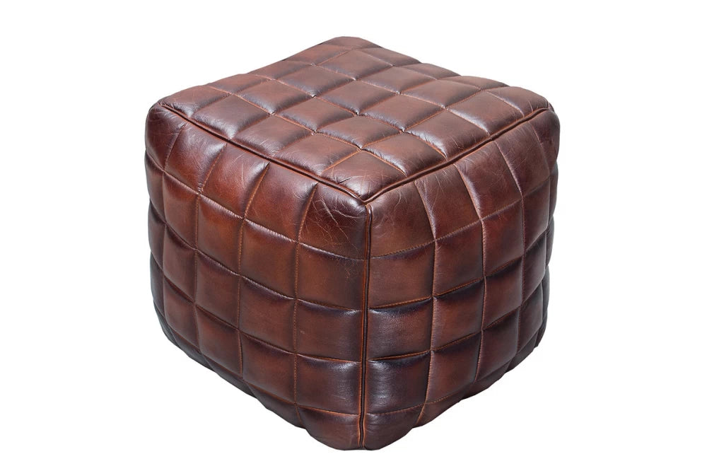 Taburet din Piele naturala Maro H40xL40cm Rider