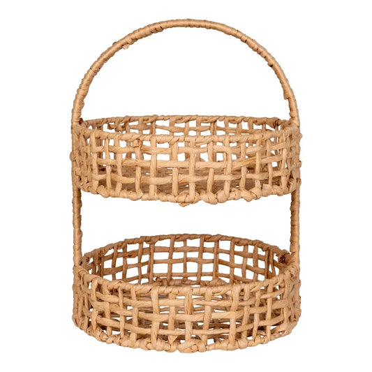 Tava etajata din Metal/Hartie impletita Maro H39xD29cm Anadia