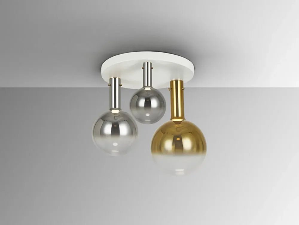 Plafoniera din Metal Alb si Sticla Auriu/Argintiu H47xD52cm Matices