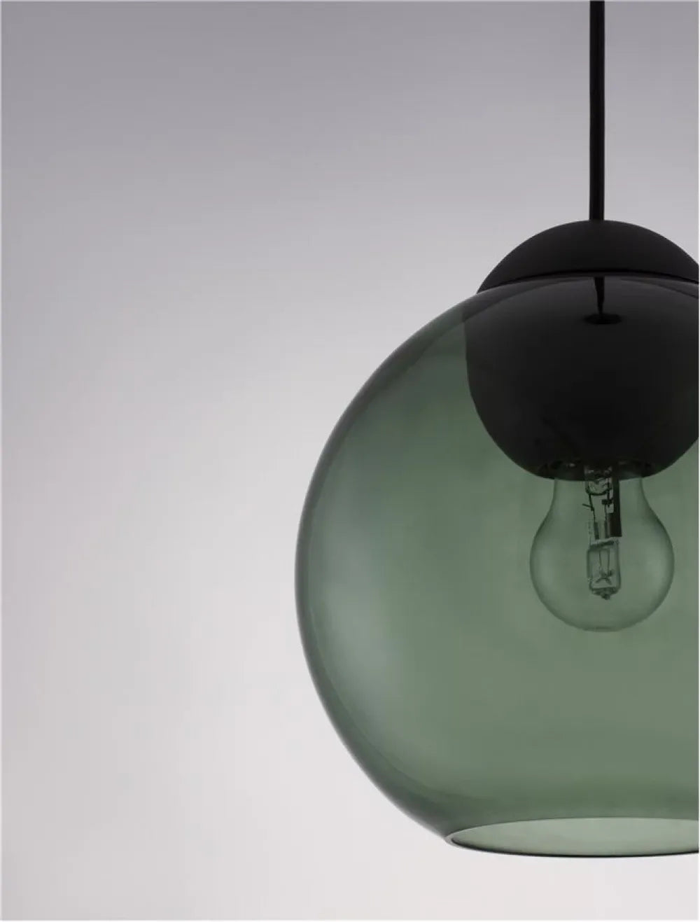 Pendul structura din Metal Negru si abajur din Sticla Verde H182.5xL24cm IP20 MIDORI