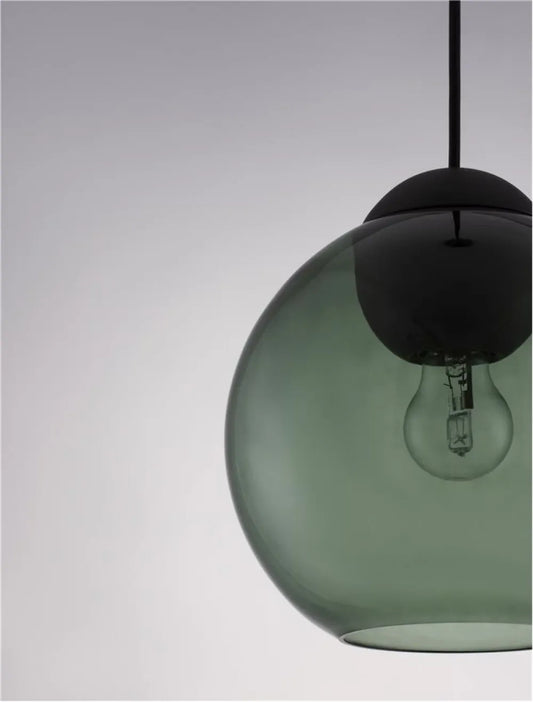 Pendul structura din Metal Negru si abajur din Sticla Verde H182.5xL24cm IP20 MIDORI