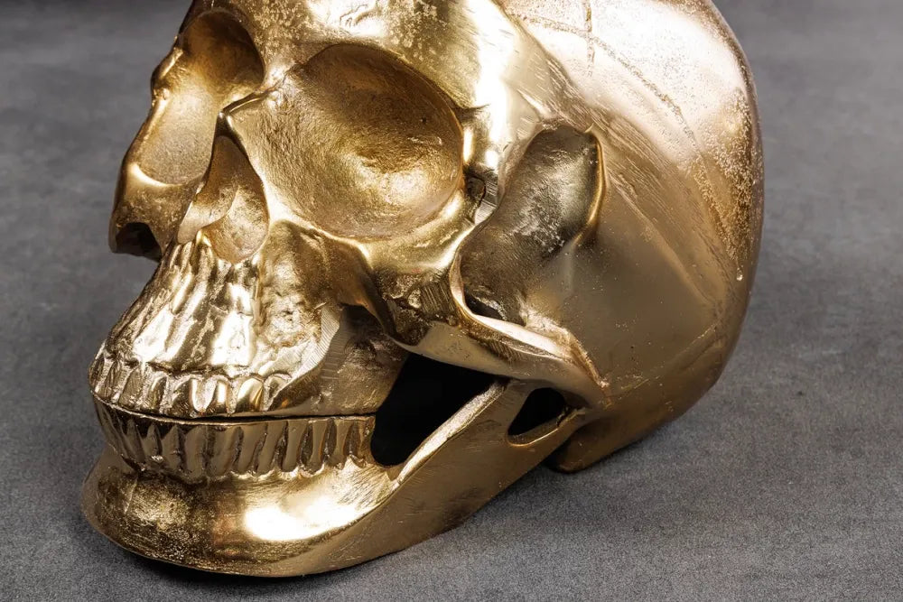 Masuta de cafea din Sticla securizata Transparent si Metal Negru D90xH33cm Skull